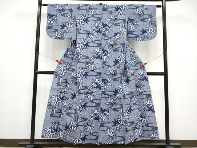 平和屋着物∴夏物　浴衣　笹竹文　リップル生地　綿　逸品　CABF2711tx