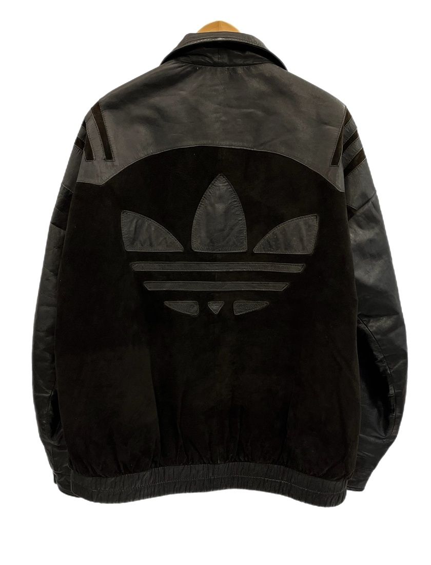 アディダス adidas 80s 80年代 RUN DMC レザー トラック ジャケット Vintage ヴィンテージ 黒 ジャケット ブラック Mサイズ 101MT-6230