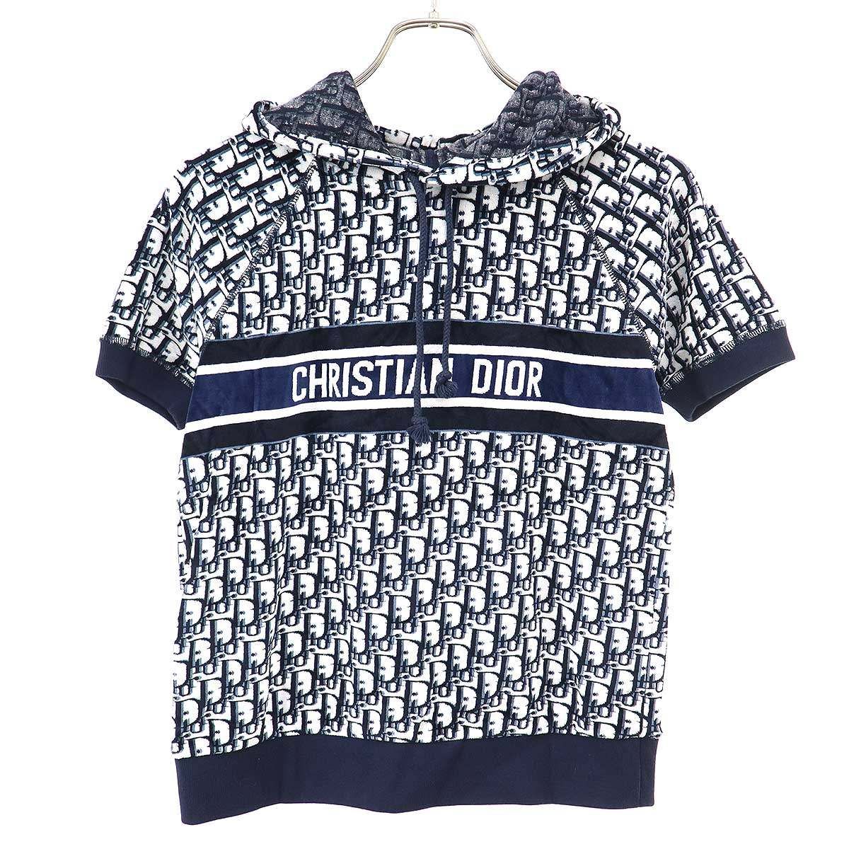 Christian Dior クリスチャンディオール ショートスリーブ オブリークコットンジャージーパーカー&ショートパンツ セットアップ 113S06A4022/113P17A4022 ネイビー XS