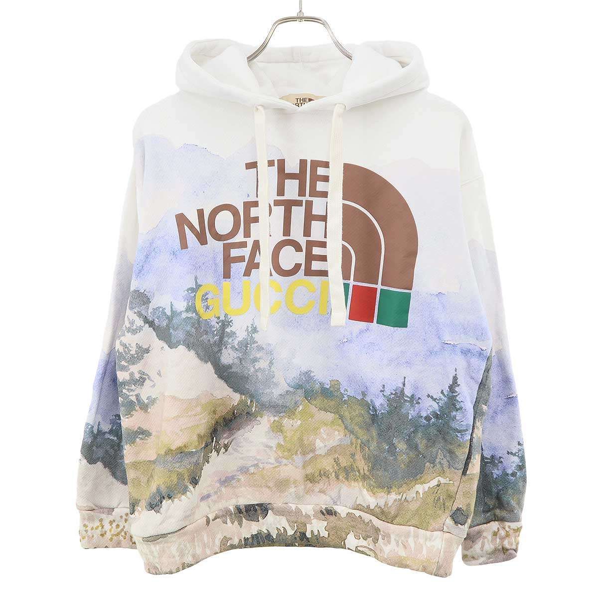 GUCCI×THE NORTH FACE グッチ×ノースフェイス ロゴトレイルプリントパーカー 672474 XJDS7 ホワイト×マルチカラー XXS