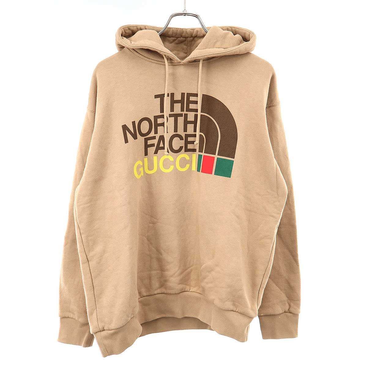 GUCCI×THE NORTH FACE グッチ ノースフェイス ロゴプリントプルオーバーパーカー 615061 XJDBY ブラウン XS