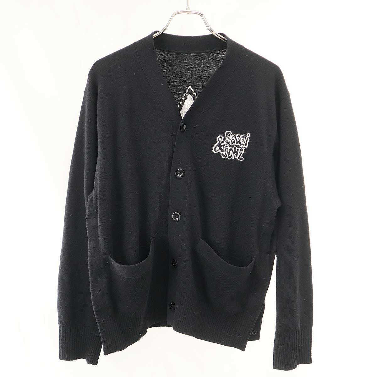 sacai×Mark Gonzales Gonz サカイ マークゴンザレス ゴンズ 24AW Wool Knit Cardigan ウールニットカーディガン 24-03528M ブラック 1 sacai×Mark Gonzales Gonz サカイ マークゴンザレス ゴンズ 24AW Wool