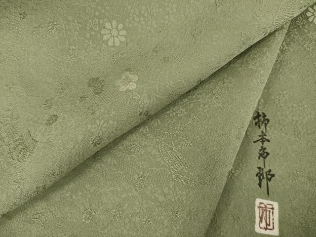 平和屋着物●本加賀友禅作家　柿本市郎　小紋　風景地紋　正絹　逸品　AABI4430ck
