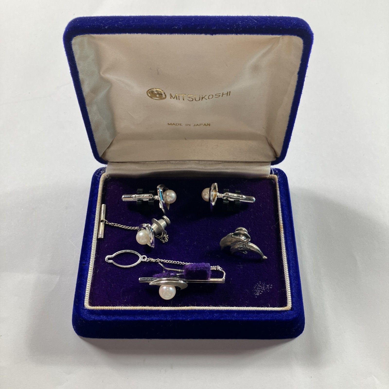 ★ シルバーアクセサリー 5点 まとめ売り 三越 カフス ネクタイピン パール オメガ 総重量20.40g 現状品 日本製