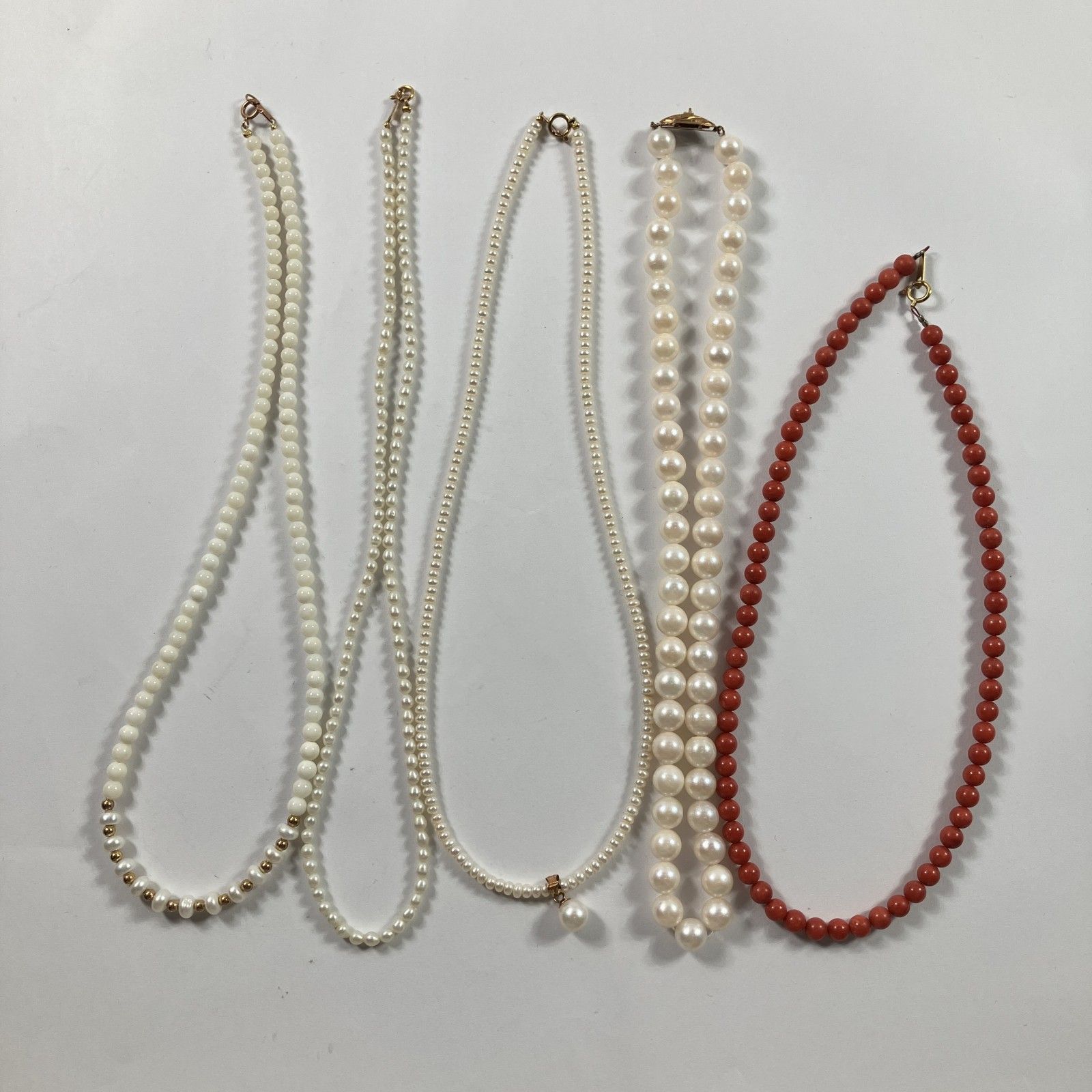 ★ K18刻印 18金 5点 まとめ売り イエローゴールド 留め具ゴールド ネックレス 石付き パール デザイン アクセサリー 総重量65.61g 現状品
