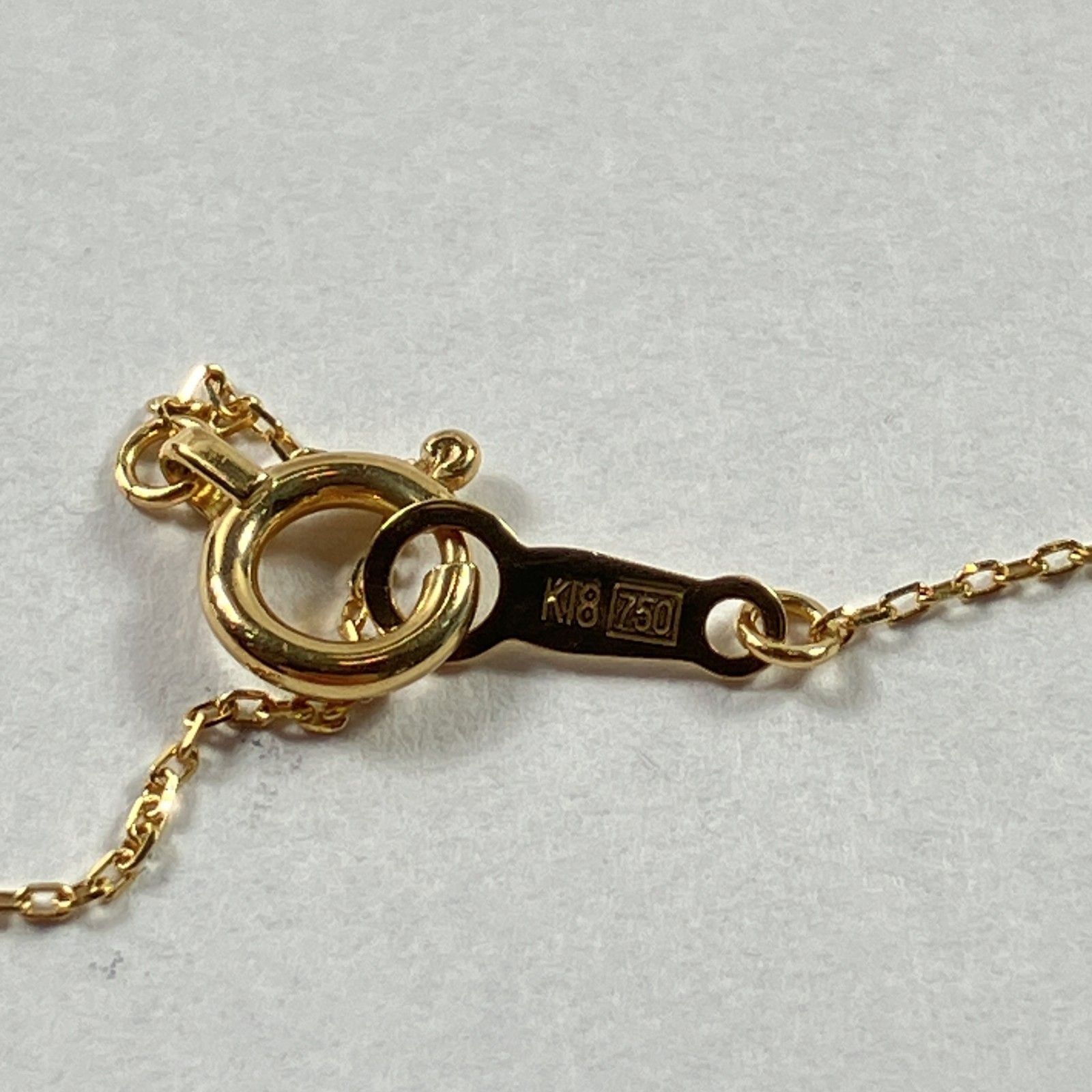 ☆ 750刻印 K18刻印 イエローゴールド ネックレス ハート 石付き