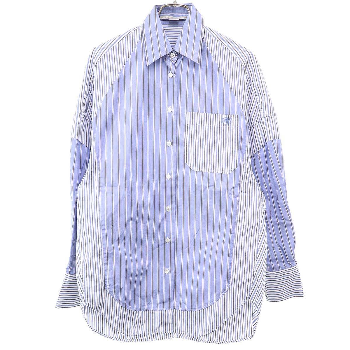 STELLA McCARTNEY ステラ マッカートニー Mixed Stripe Shirt ミックスストライプオーバーサイズシャツ 620136 3FR115 ブルー 36