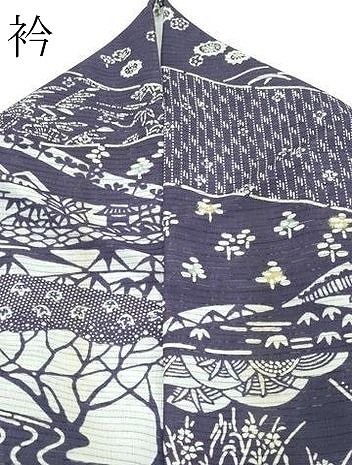 平和屋着物＊夏物　小紋　絽　遠山草花風景文　洗える着物　CABF4575rv