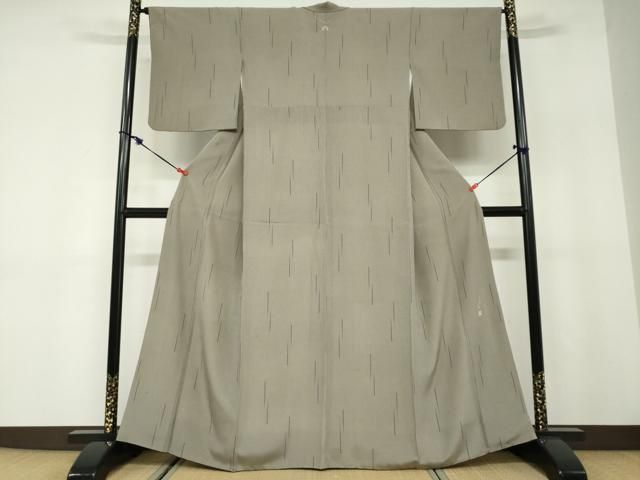 平和屋着物●上質な小紋 小紋師 克政作 万筋 海松茶色×白橡色 抽象文様 正絹 逸品 DABD9822ud 平和屋着物●上質な小紋 小紋師 克政作 万筋 海松茶色×白橡色 抽象文様 正絹 逸品 DABD9822ud