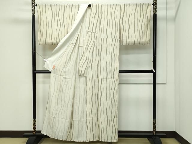 平和屋着物*夏物 小紋 絽 よろけ縞 正絹 逸品 CABF4576rv 平和屋着物*夏物 小紋 絽 よろけ縞 正絹 逸品 CABF4576rv