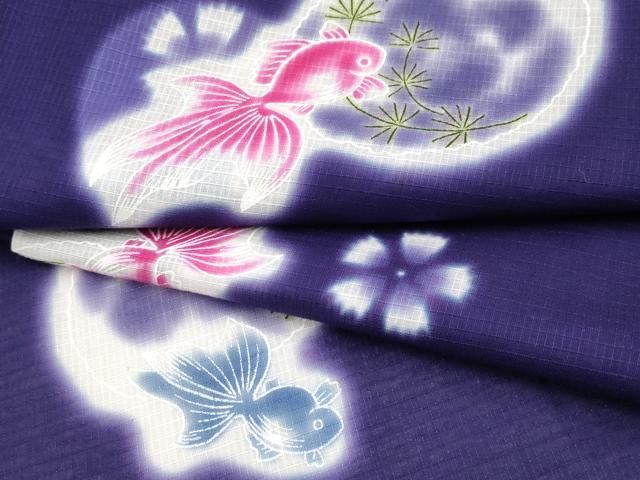 平和屋着物∴夏物　浴衣　女の子　子供　綿紅梅　金魚　綿　逸品　CABF2757tx