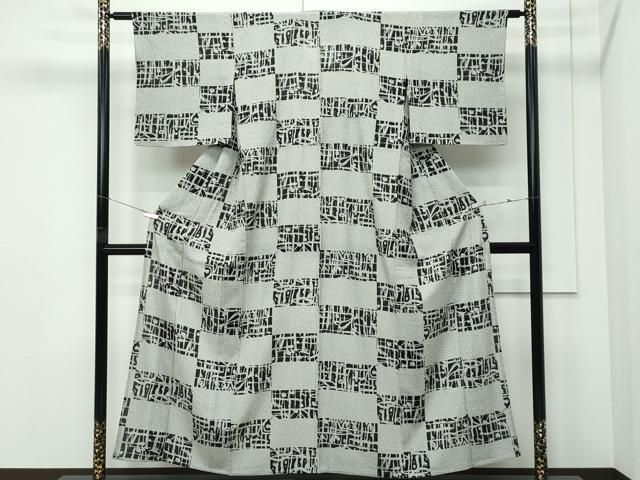 平和屋着物*夏物 小紋 絽 市松文様 正絹 逸品 CABF4577rv 平和屋着物*夏物 小紋 絽 市松文様 正絹 逸品 CABF4577rv