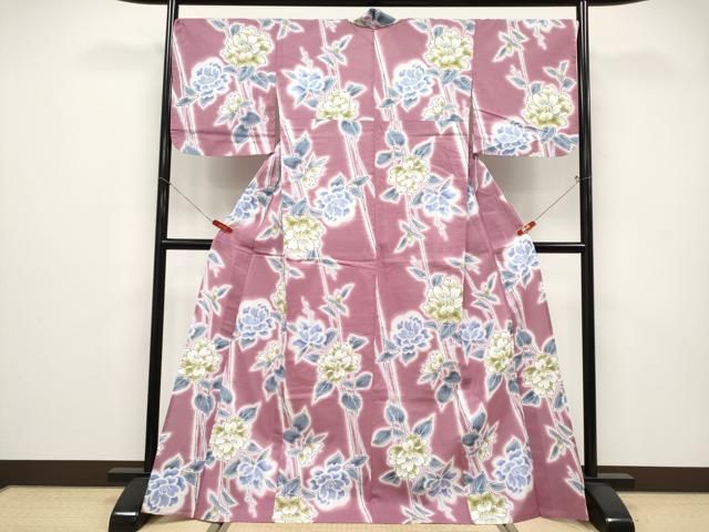 平和屋着物∴夏物　世界的ファッションデザイナー　山本寛斎　kansaiブランド　浴衣　枝花文　日本製　綿　逸品　未使用　CABF2760tx