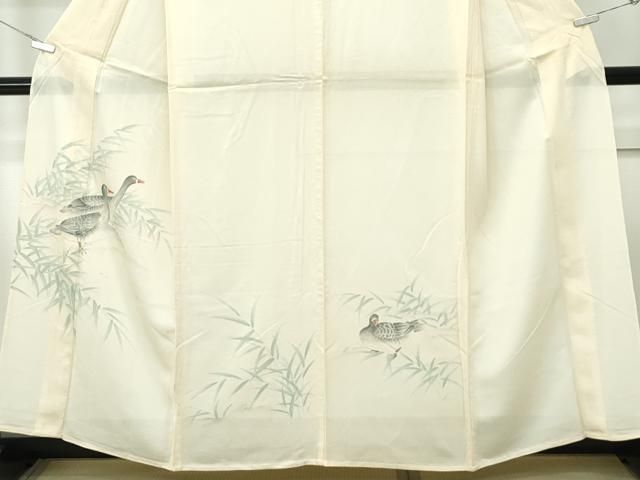 平和屋着物＊夏物　訪問着　絽　手描き　鴨　正絹　逸品　CABF4578rv