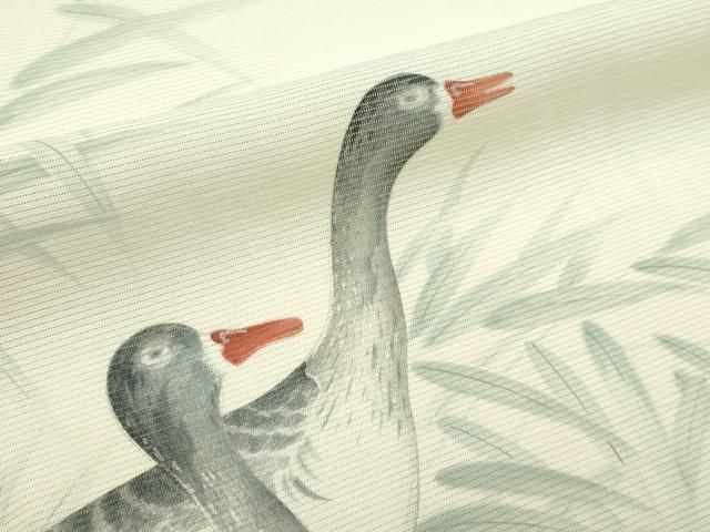 平和屋着物＊夏物　訪問着　絽　手描き　鴨　正絹　逸品　CABF4578rv