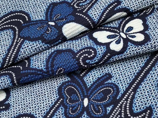 平和屋着物∴夏物　浴衣　舞蝶文　リップル生地　綿　逸品　CABF2761tx