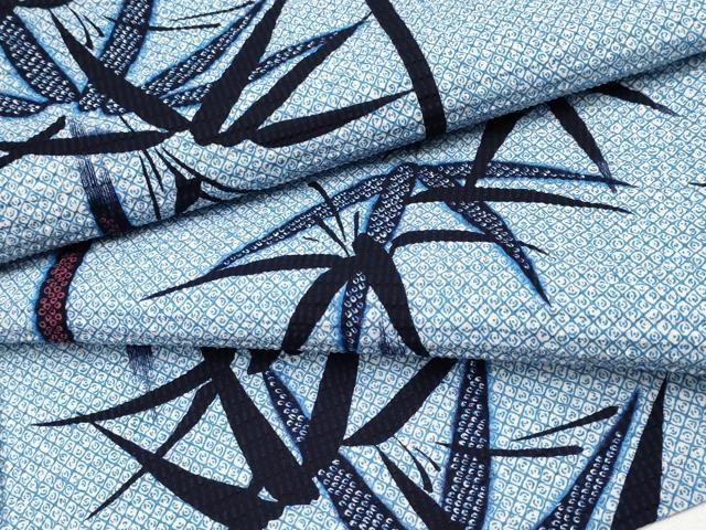 平和屋着物∴夏物　浴衣　笹竹文　リップル生地　綿　逸品　CABF2764tx