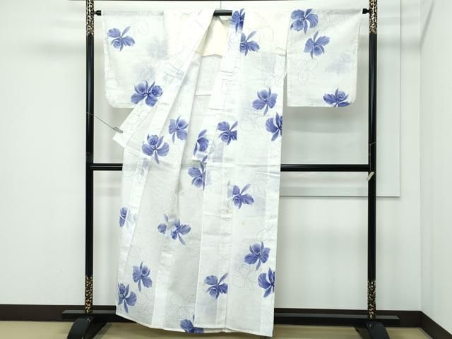 平和屋着物*夏物 小紋・浴衣兼用 舞花文 交織 CABF4581rv 平和屋着物*夏物 小紋・浴衣兼用 舞花文 交織 CABF4581rv
