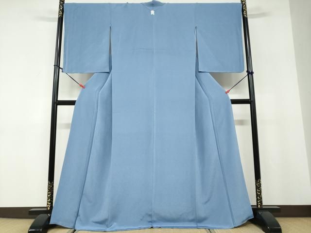 平和屋着物●上質な色無地　御召納戸色　鬼しぼ縮緬　正絹　逸品　未使用　DABD9827ud