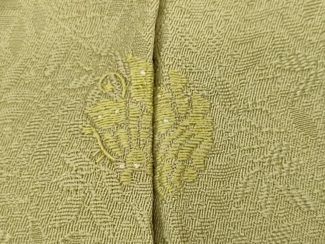 平和屋着物●上質な色無地　南天地紋　黄海松茶色　正絹　逸品　未使用　DABD9832ud