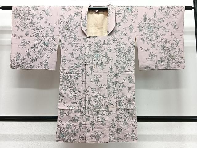 平和屋着物＃道行コート　寿光織　花唐草文　銀糸　ロング丈　正絹　逸品　CABE5148ua 10,140円