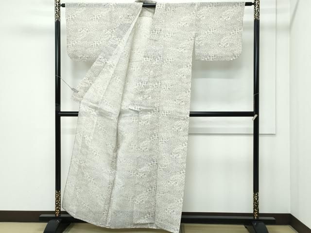 平和屋着物*夏物 小紋 絹紅梅 地紙草花文 正絹 逸品 CABF4586rv 平和屋着物*夏物 小紋 絹紅梅 地紙草花文 正絹 逸品 CABF4586rv