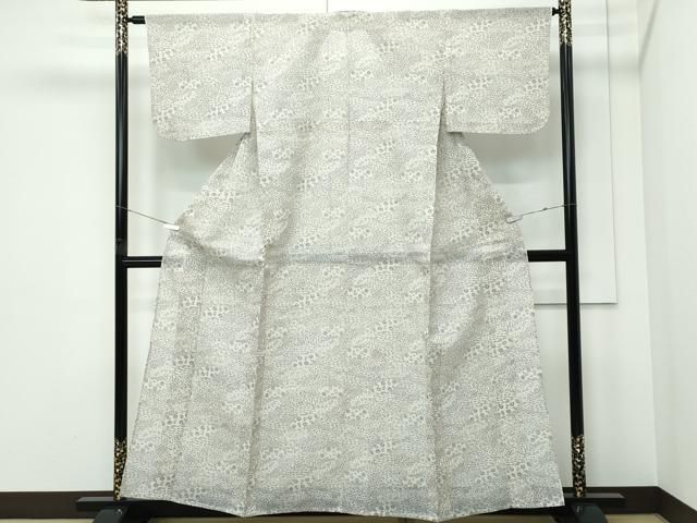 平和屋着物＊夏物　小紋　絹紅梅　地紙草花文　正絹　逸品　CABF4586rv