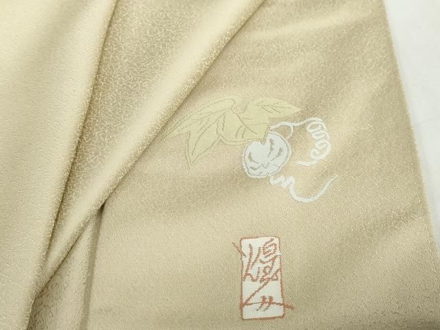 平和屋着物●本加賀友禅作家 由水煌人監修 色無地 干割れ地紋 木蘭色 正絹 逸品 DABD9839ud