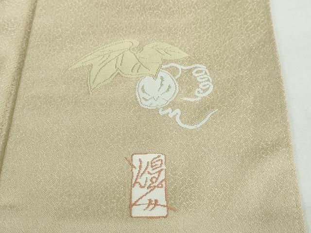 平和屋着物●本加賀友禅作家　由水煌人監修　色無地　干割れ地紋　木蘭色　正絹　逸品　DABD9839ud