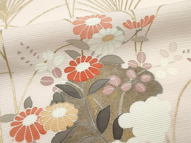 平和屋着物*夏物 訪問着 絽 雪輪草花文 金彩 正絹 逸品 CABF4587rv 平和屋着物*夏物 訪問着 絽 雪輪草花文 金彩 正絹 逸品 CABF4587rv
