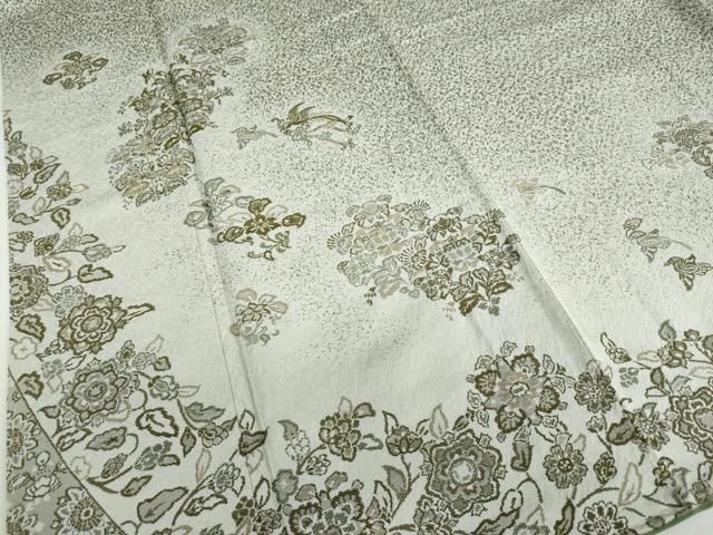 平和屋着物●手描き友禅　山下精悦　訪問着　お召地　花鳥文　正絹　逸品　DABD9842ud