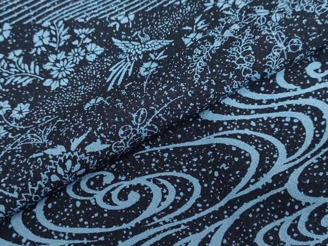 平和屋着物●訪問着 藍 流水花鳥文 やまと金ラベル 正絹 逸品 未使用 DABD9843ud 平和屋着物●訪問着 藍 流水花鳥文 やまと金ラベル 正絹 逸品 未使用 DABD9843ud