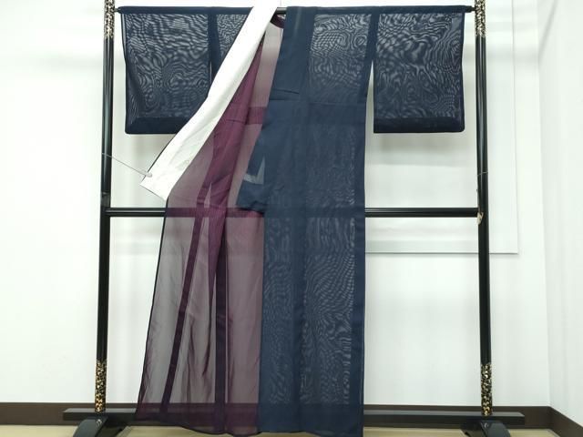 平和屋着物＊夏物　色無地　紗　藍鉄色　ゆう苑　正絹　逸品　CABF4590rv