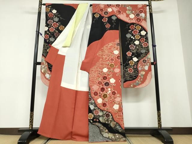 平和屋着物●豪華振袖 絞り 流水枝垂れ草花文 金彩 正絹 逸品 DABD9846ud 平和屋着物●豪華振袖 絞り 流水枝垂れ草花文 金彩 正絹 逸品 DABD9846ud