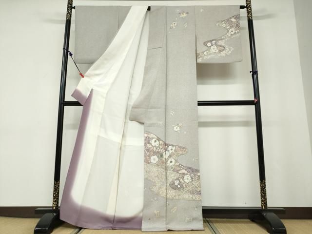 平和屋着物●訪問着　流水辻が花　金彩　正絹　逸品　DABD9847ud