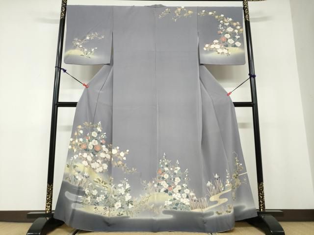 平和屋着物●訪問着　草花文　暈し染め　金銀彩　正絹　逸品　DABD9849ud