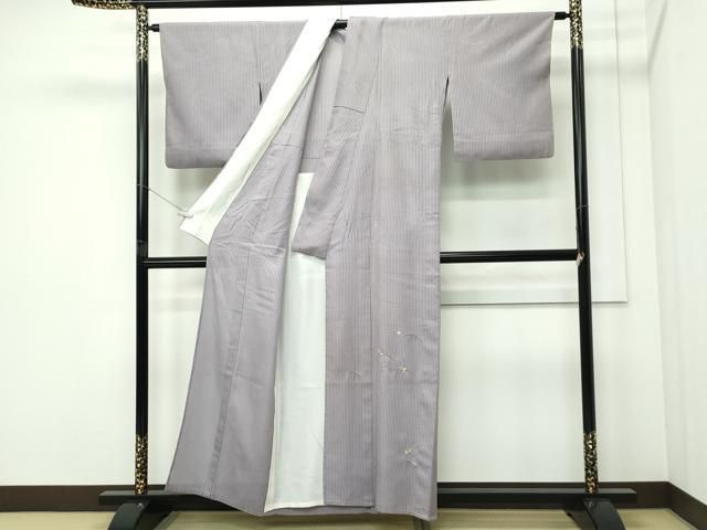 平和屋着物＊夏物　色留訪問着　縦絽　総刺繍　楓　萩　露芝文　金銀糸　正絹　逸品　CABF4592rv