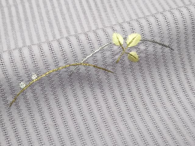 平和屋着物＊夏物　色留訪問着　縦絽　総刺繍　楓　萩　露芝文　金銀糸　正絹　逸品　CABF4592rv