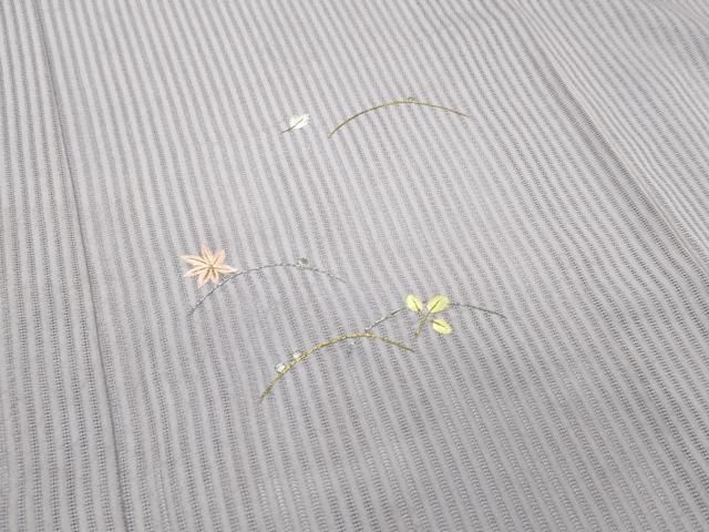 平和屋着物＊夏物　色留訪問着　縦絽　総刺繍　楓　萩　露芝文　金銀糸　正絹　逸品　CABF4592rv