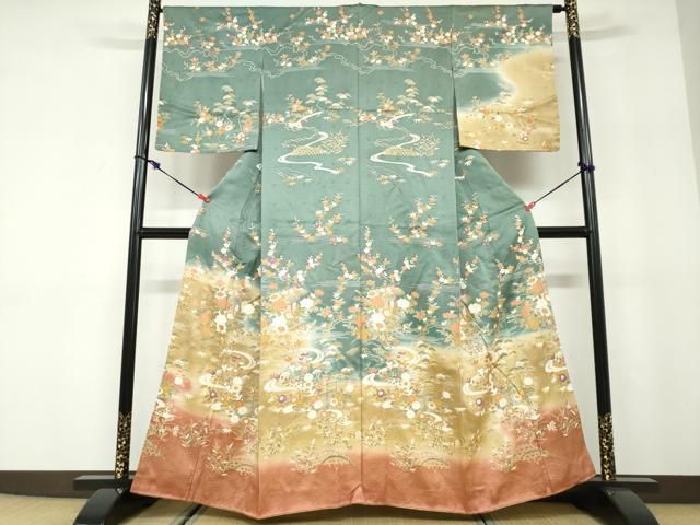 平和屋着物●訪問着　草花間道　正絹　逸品　DABD9385ud 平和屋着物○訪問着 草花間道 正絹 逸品 DABD9385ud - メルカリ
