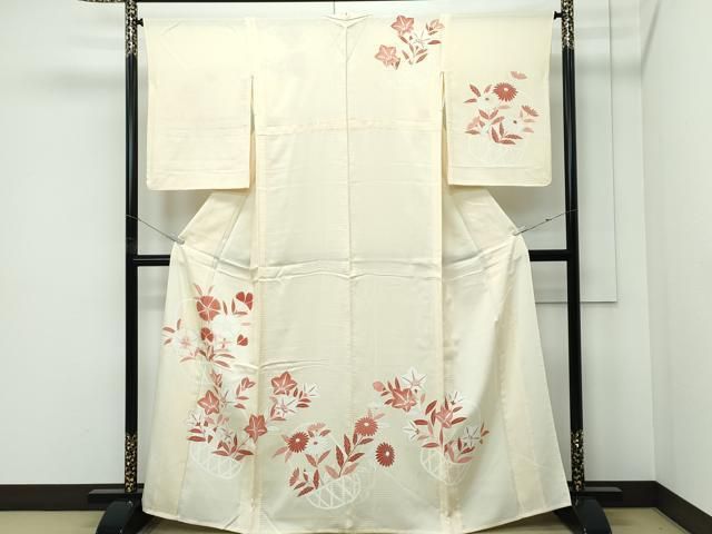平和屋着物*夏物 訪問着 絽 花籠文 銀彩 正絹 逸品 CABF4594rv