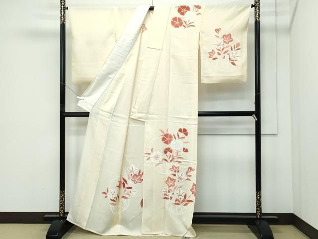 平和屋着物＊夏物　訪問着　絽　花籠文　銀彩　正絹　逸品　CABF4594rv