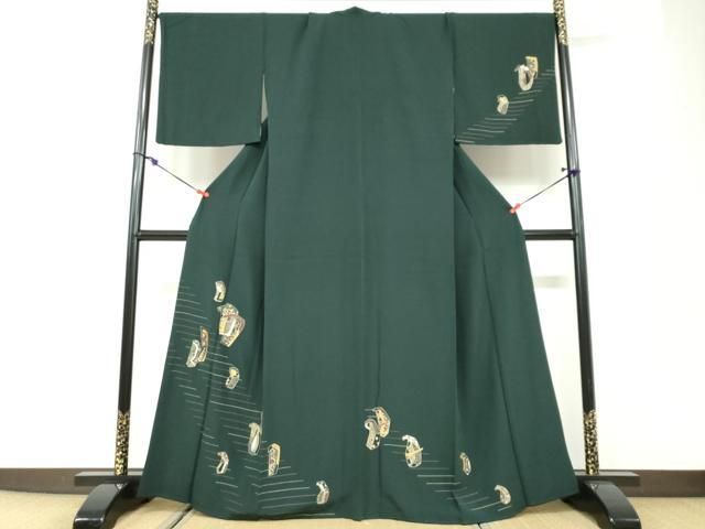 平和屋着物●訪問着 刺繍 抽象文様 金彩 正絹 逸品 DABD9856ud