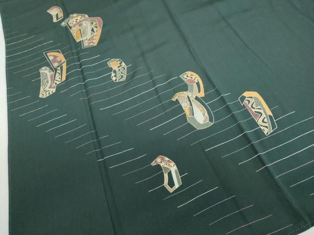 平和屋着物●訪問着　刺繍　抽象文様　金彩　正絹　逸品　DABD9856ud