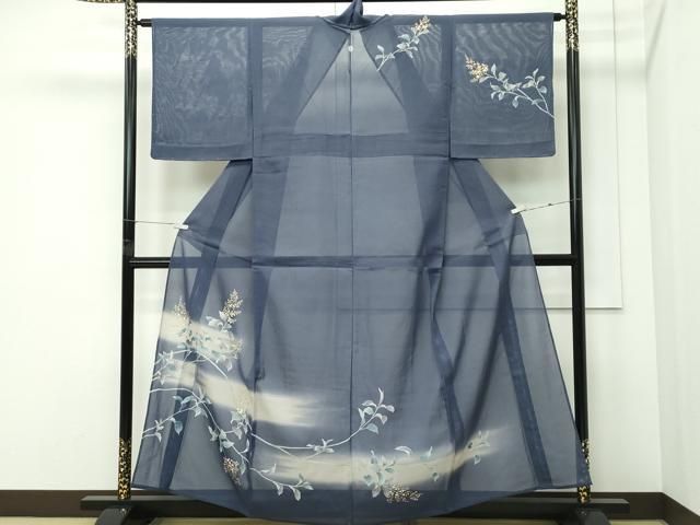 平和屋着物*夏物 訪問着 絽 草花文 暈し染め 金彩 正絹 逸品 未使用 CABF4598rv