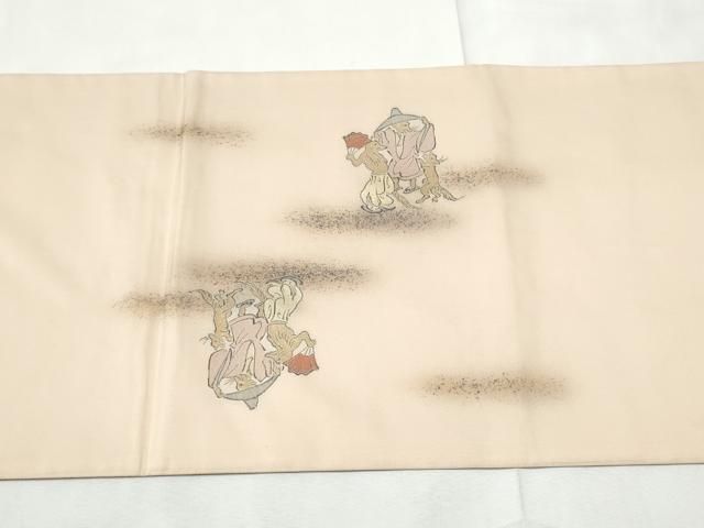 平和屋着物●京の名門・菱屋六右ェ門　つけ帯　鳥獣戯画　金彩　正絹　逸品　CABF8661hy