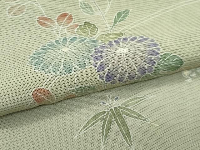 平和屋着物＊夏物　訪問着　絽　秋草文　正絹　逸品　CABF4599rv