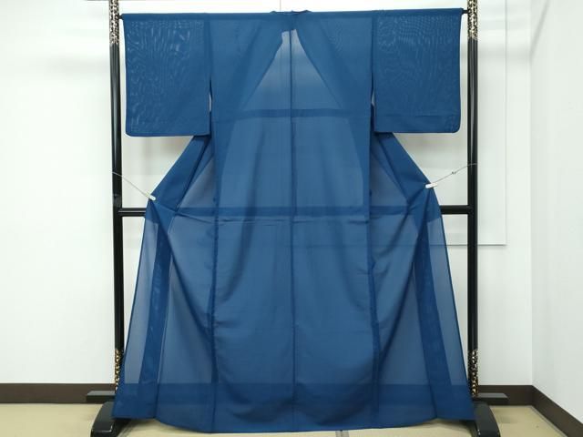 平和屋着物＊夏物　色無地　絽　留紺色　正絹　逸品　CABF4601rv