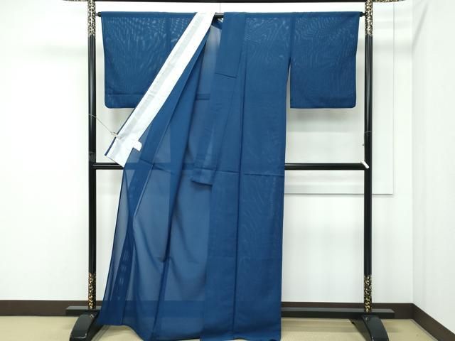 平和屋着物＊夏物　色無地　絽　留紺色　正絹　逸品　CABF4601rv