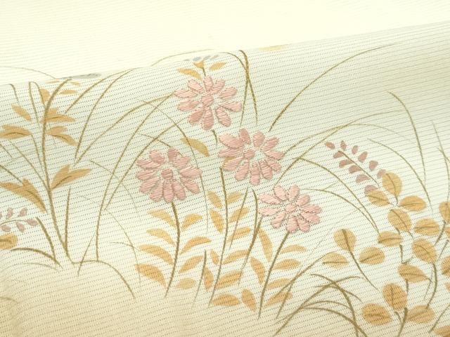 平和屋着物＊夏物　小紋　紗　刺繍　草花文　夏虫　正絹　逸品　AABH6431jd 平和屋着物＊夏物 小紋 紗 草花文 洗える着物 未使用 AABD8973jd